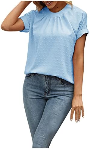 Yazlık t-Shirt Kadınlar için 2023 Moda Artı Boyutu Katı Kısa Kollu Yuvarlak Boyun Casual Bluz T-Shirt