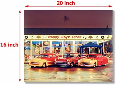 Mutlu DayZ Diner 57 Chevy Bel Air 50'nin Mercury Araba Duvar dekor sanatı Baskı Posteri (16x20)
