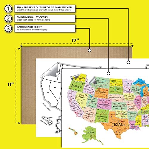 RV State Travel ABD Haritası Vinil Çıkartması-Eyalet Bayrağına Sahip Pencere için Kamp Römorku Çıkartmaları - Amerika