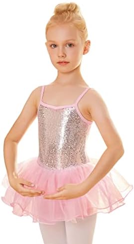 Arshiner Kızlar Kaşkorse Bale Mayoları Sparkly Dans Elbise Tutu Etek Pullu Balerin Kostüm Bebekler için