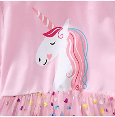 Küçük Kız Elbise Yaz Rahat Kısa Kollu Unicorn Tutu Elbise Kızlar için Tül Etek 4-12 Yıl