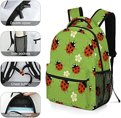 Ladybugs Çiçekler ile seyahat sırt çantaları Moda omuzdan askili çanta Hafif Çok Cep Sırt Çantası Okul Çalışması için