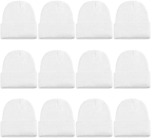 Extpro 12 Paket Bere Şapka Toplu Örme Şeker Renk Kaflı Kafatası Kap Kadın Erkek Gençler için
