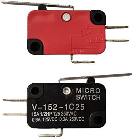 Szliyands 20-Pack V-154-1C25 Mikro Limit Anahtarı Anlık SPDT Yapış Eylem 3 Pin Uzun Düz Menteşe Kolu Tipi Kol