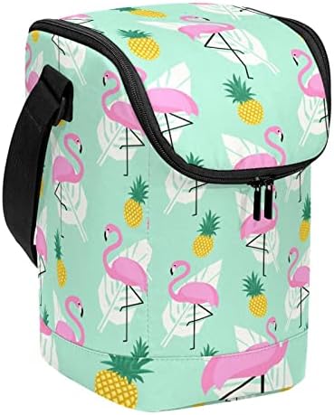 Tropikal Pembe Flamingolar Ananas palmiye Yaprakları Desen Büyük yemek kabı Yetişkin Kullanımlık yemek taşıma çantası