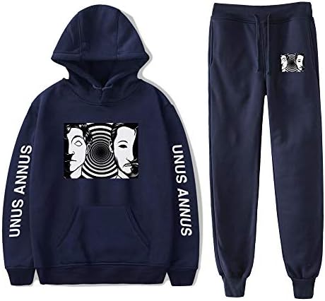 Unus Annus Eşofman Unisex İki Parçalı Set Uzun Kollu Hoodies + Jogger Pantolon Harajuku Streetwear Moda Giyim Kadın
