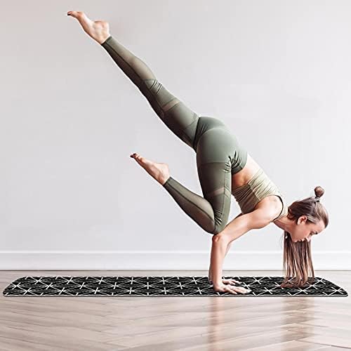 Yoga Mat Siyah & Beyaz Basit Altıgen Yıldız Desen Çevre Dostu Kaymaz Fitness egzersiz matı Pilates ve Zemin Egzersizleri