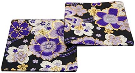 SHİNSENDO Kimono Bardak Japon Geleneksel Kumaşlar Kinran 2 Set (Desen Adı: Mor Alan)
