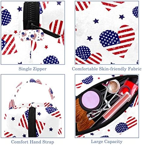 Asılı Seyahat makyaj çantası, Taşınabilir Makyaj Organizatör, Kozmetik Tutucu Fırça Seti, Amerikan Bayrağı Kalp Yıldız
