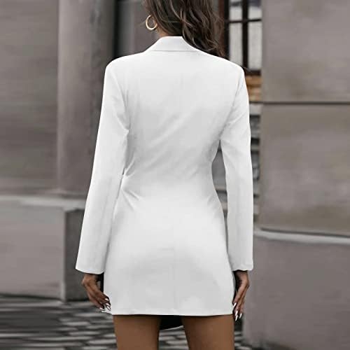 NOKMOPO Mini Elbiseler Kadınlar ıçin Moda Elbise Çalışma Ofisi Casual Açık Ön Hırka Katı Uzun Kollu Ceketler takım