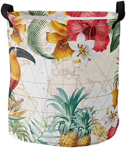 DXMRWJ Çiçek Meyve Tropikal Bitkiler Ananas Harita Kirli çamaşır sepeti ev düzenleyici Sepet Giyim Çocuk Oyuncak Depolama