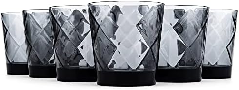 KX-WARE Akrilik içme bardakları, 11 ons Plastik Bardak meyve suyu fincanı viski bardağı, 6 set Dumanlı Gri