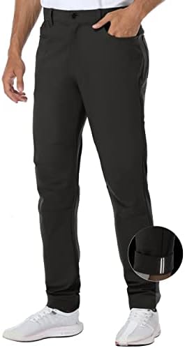 PULI Erkekler Slim Fit Golf Pantolon Streç takım elbise pantalonları Su Geçirmez Yürüyüş Hafif Rahat Çalışma Düz Ön
