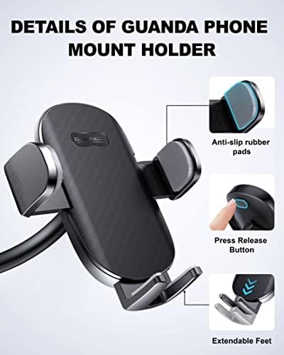 Bluetooth 5.0 Alıcı için Araba, Araba telefon tutucu yuvası, Yükseltilmiş araç tutucu telefon tutucu Dashboard Cam