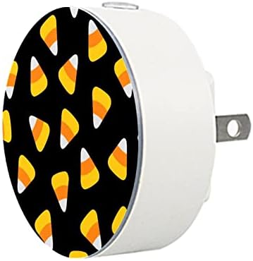 2 Paket Plug-in Gece Lambası LED Gece Lambası Cadılar Bayramı Şeker Mısır Siyah Alacakaranlıktan Şafağa Sensörü Çocuk