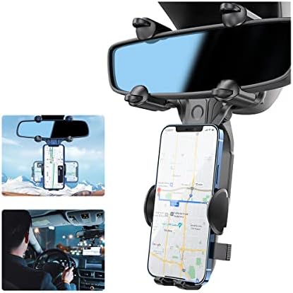 Araba için dikiz Aynası Telefon Tutucu, Yeni Yükseltilmiş Araba Cep Telefonu Tutucu, 360 Dönebilen ve Ayarlanabilir