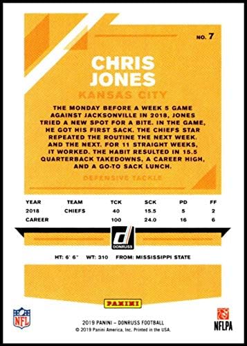 2019 Donruss 7 Chris Jones NM-MT Kansas City Chiefs Resmi Lisanslı NFL Futbol Ticaret Kartı