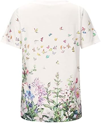 Rahat Tee Kadın Kısa Kollu Crewneck Tekne Boyun Pamuk Grafik Baskı Çiçek Gevşek Fit Bluz T Shirt Kızlar için CO