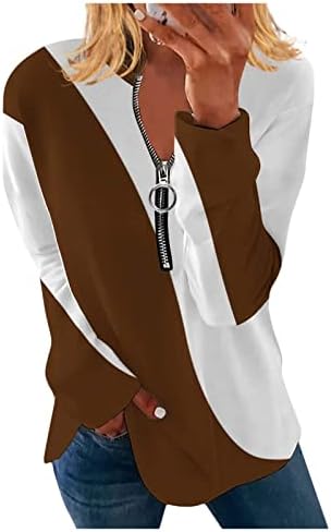 NOKMOPO Uzun Kollu T Shirt Kadınlar ıçin Moda Rahat O Boyun Hoodie Düzensiz Çizgili Geometrik Baskılı Uzun Kollu Bluz