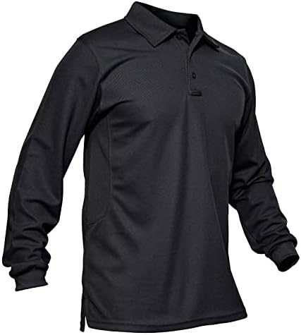 MAGCOMSEN erkek polo gömlekler 3 Düğme Hızlı Kuru Performans Uzun Kollu Taktik Gömlek Pike Jersey Golf Gömlek