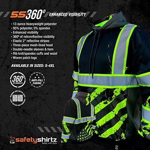 SafetyShirtz SS360 Gizli Amerikan Grit Kapüşonlu-Siyah - Geliştirilmiş Görünürlük