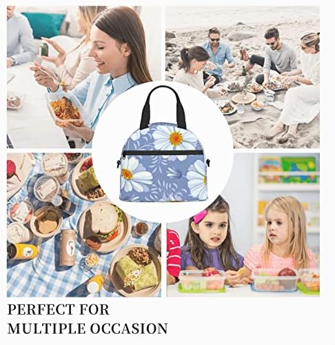Papatya Mavi Öğle Yemeği Çantaları Kadın Erkek Yalıtımlı yemek taşıma çantası Yetişkin Kullanımlık Soğutma yemek kabı
