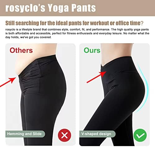 Kadınlar için Yoga Pantolon V Crossover Yüksek Belli Tayt Karın Kontrol Bootcut Flare Koşu Egzersiz Rahat Tayt