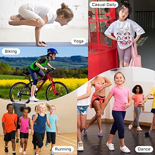 Rolanko Kızlar bisiklet şortları Spor Streç Spandex Sıkıştırma 7 Atletik Şort Çocuklar için Rahat Dans Giyim 4-14