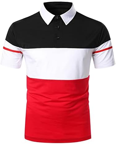 Erkek yaz Patchwork kuru Fit ince kısa kollu Polo Golf moda gömlek