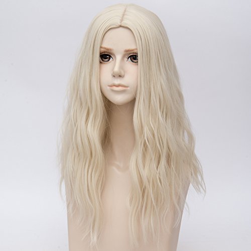 GOOACTİON 20/50 cm uzun kıvırcık ışık sarışın peruk kadınlar ıçin ısıya dayanıklı sentetik saç değiştirme Cosplay
