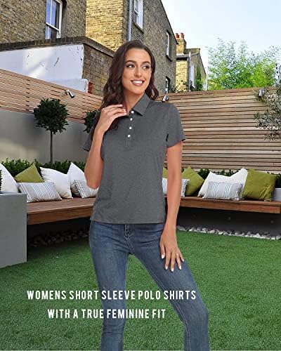 URMOSS kadın Golf POLO T SHİRT Nefes polo gömlekler Kadınlar için Kısa Kollu Hafif polo gömlekler 4 Düğmeli