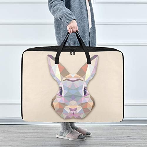 N / A giysi saklama Çantası Yatak Altı Yorgan-Büyük Kapasiteli Geometrik Tavşan Organizatörler fermuarlı çanta Dekorasyon