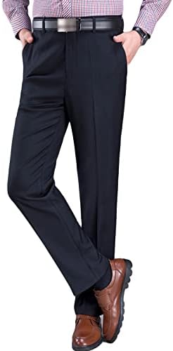 Erkek Temel Yüksek Bel Gevşek Pantolon Rahat Fit Konfor Haki takım elbise pantalonları Hafif İş Düz Renk Basit Pantolon
