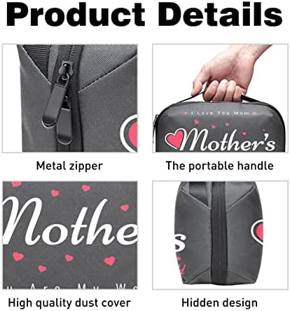Taşıma çantası Seyahat kılıf çanta USB kablo düzenleyici Cep Aksesuar Fermuar Cüzdan, Mutlu Anneler Günü Çiçek Çiçek
