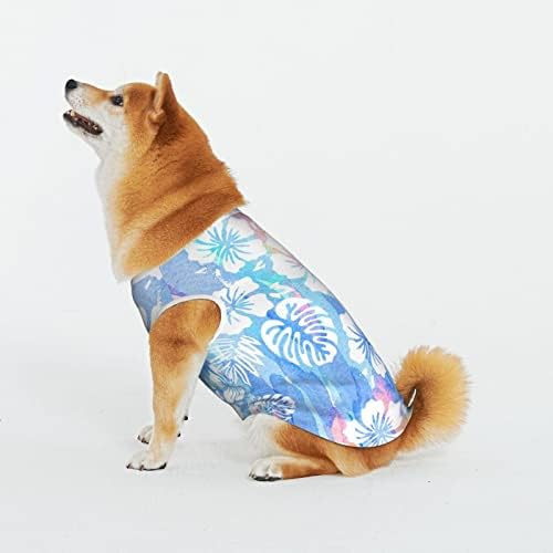 Pamuk Pet Gömlek Hawaiian-Çiçek-Ebegümeci-Aloha Köpek Kostümleri Köpek Kedi Pijama Yumuşak Köpek Onesies Pet Tulumlar