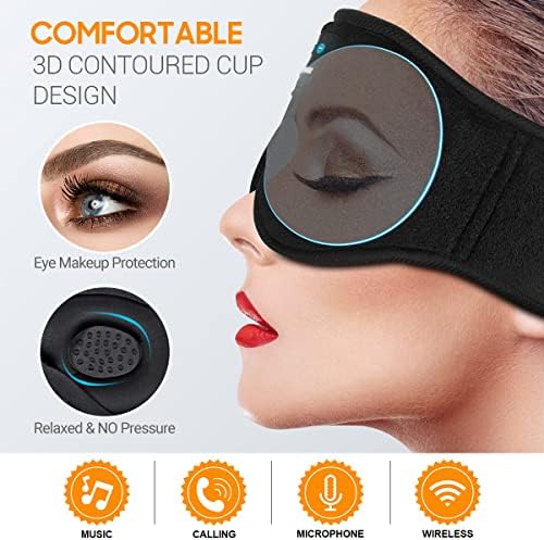 MUSİCOZY Uyku Kulaklıkları 3D Bluetooth 5.2 Kablosuz Kafa Bandı Uyku Maskesi, Uyku Kulaklıkları Yan Uyuyanlar için
