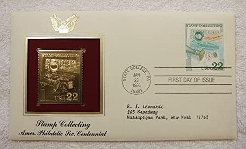 Pul Koleksiyonculuğu-Amerikan Filateli Derneği Yüzüncü Yılı-22kt Altın Kopya Pul/İlk Gün Kapağı artı Bilgi Kartı-Posta