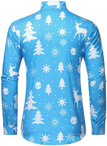 XXBR Noel Gömlek Mens için, komik Noel Ren Geyiği Kardan Adam Baskı Düğmesi aşağı Yatak Açma Yaka İş Casual Gömlek