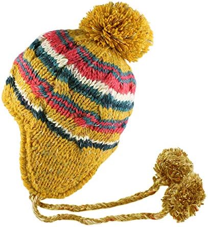 Morehats çok şeritli örgü Pom Pom el yapımı bere Kış Kayak sıcak şapka