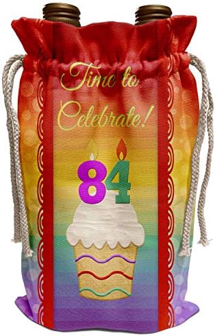 3dRose Beverly Turner Doğum Günü Davetiyesi Tasarımı-Cupcake, Sayı Mumları, Zaman, 84 Yaş Davetiyesini Kutlayın-Şarap