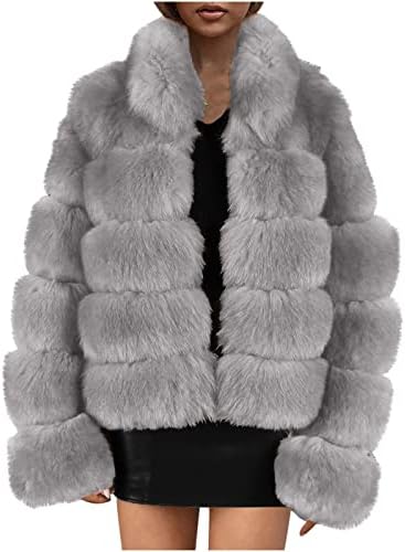 NaRHbrg Kadın Faux Kürk Ceketler, Sevimli Kabarık ve Bulanık Polar Mahsul Kabanlar Boy Yumuşak Palto Trendy Kış Sıcak