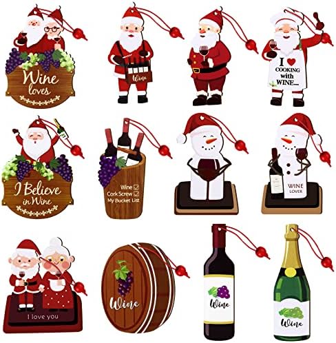 12 Adet Noel Santa şarap fıçısı Süsleme Asılı Santa Dekorasyon S'mores Şarap Sevgilisi Noel Santa Şef Şarap Sevgilisi