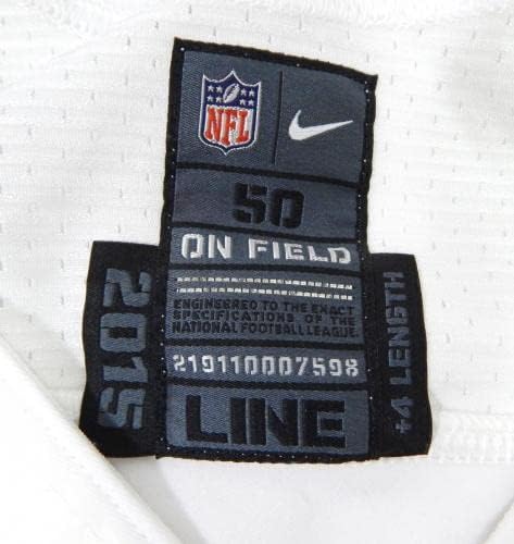 2015 San Francisco 49ers 76 Oyunu Verilen Beyaz Forma 50 DP29037 - İmzasız NFL Oyunu Kullanılmış Formalar