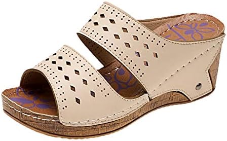 ıQKA Kadın Sandalet Yaz Ayakkabı Platformu Yumuşak Slaytlar Burnu açık Kama rahat ayakkabılar Rahat plaj ayakkabısı