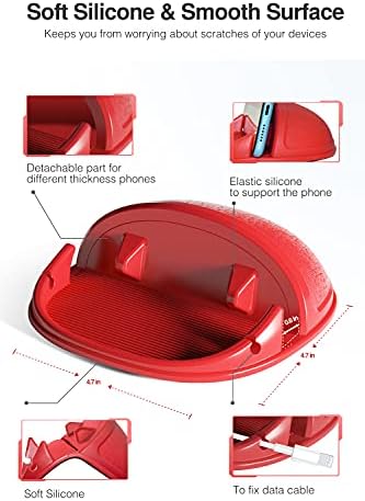 Loncaster Araç Telefonu Tutucu, Kırmızı ve Siyah Araç Telefonu Dağı Çeşitli Panolar için Silikon Araba Pedi Mat, Kaymaz
