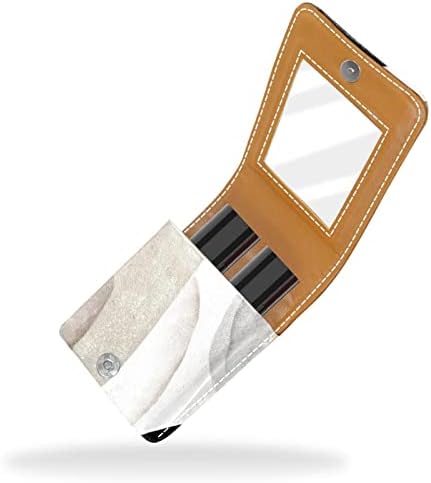 ORYUEKAN Ruj Kılıfı Ayna ile Sevimli Taşınabilir Makyaj Çantası kozmetik torbası, Gri Mermer Modern