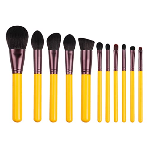 DOBA Sarı Serisi 11 adet Sentetik saç fırçası Seti-yüz ve göz Kozmetik Kalem-yapay Saç