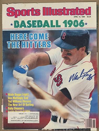 Wade Boggs İmzalı 4/14/86 Sports Illustrated Kapaklı Otomatik, B & E Hologramlı-İmzalı MLB Dergileri