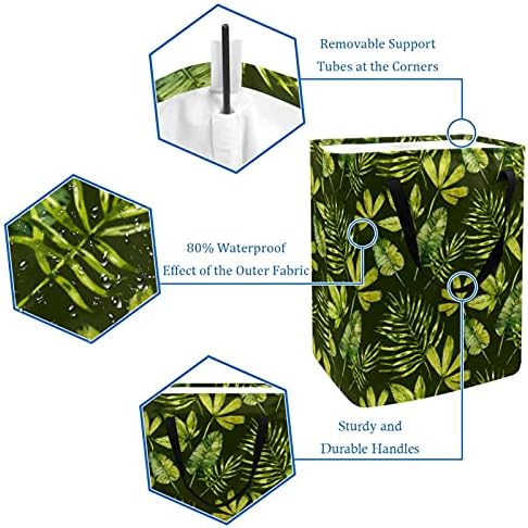 NDKMEHFOJ Yeşil Yaz Yaprakları çamaşır sepeti Sepetleri Su Geçirmez Kirli Giysiler Sıralayıcısı Katlanabilir Yumuşak