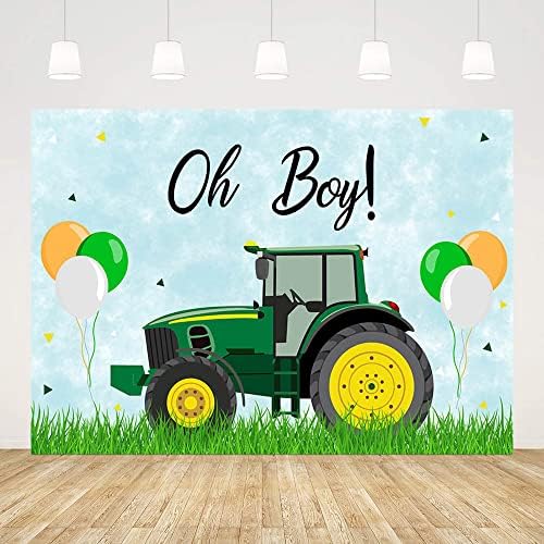ABLİN 10x7ft Traktör Bebek Duş Zemin için Boy Oh Boy Bebek Duş Süslemeleri Yeşil Çim Traktör Fotoğraf Arka Plan Çiftlik